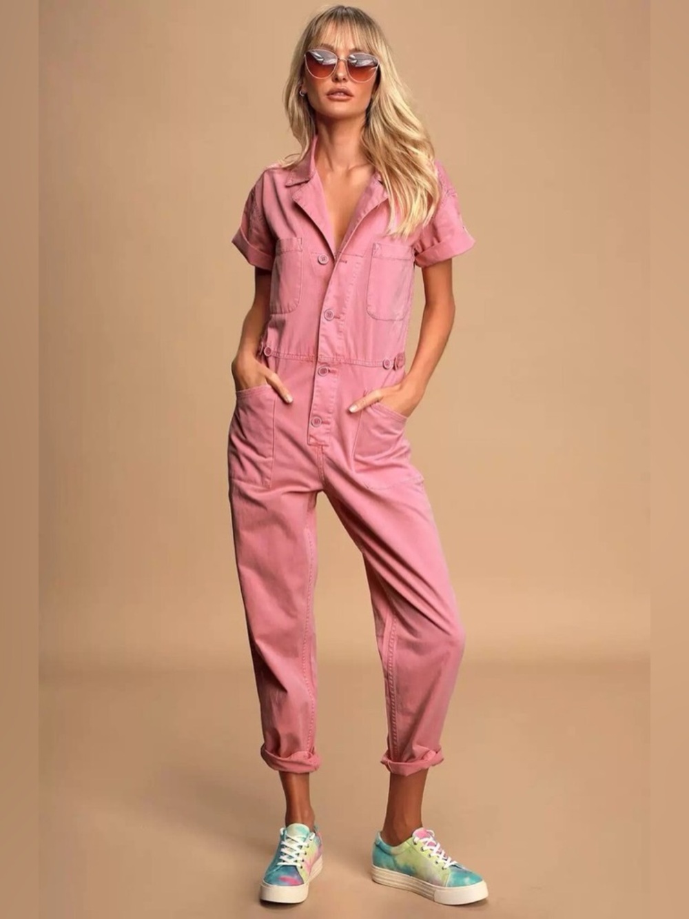 Pistola Pink ‘Grover Field Suit’ Utilitarian Jumpsuit in “Ash Rose”, Size XS